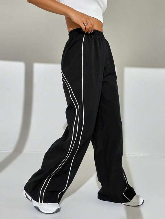 women solid high rise track pant - 21739067 -  Standard Image - 2