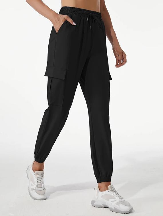 women solid high rise joggers - 21739078 - Standard Image - 2