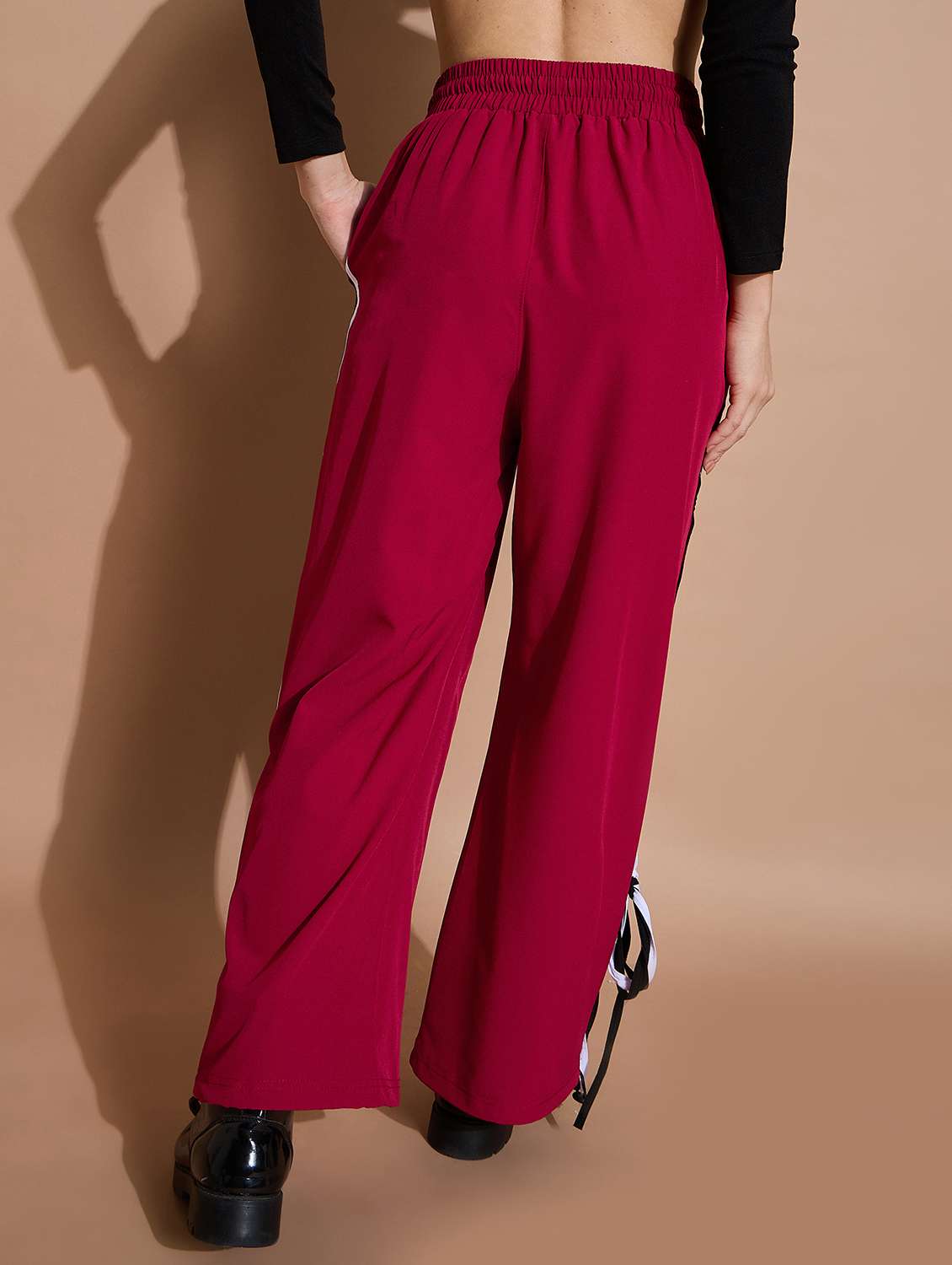 women solid mid rise track pant - 21739303 - Standard Image - 2