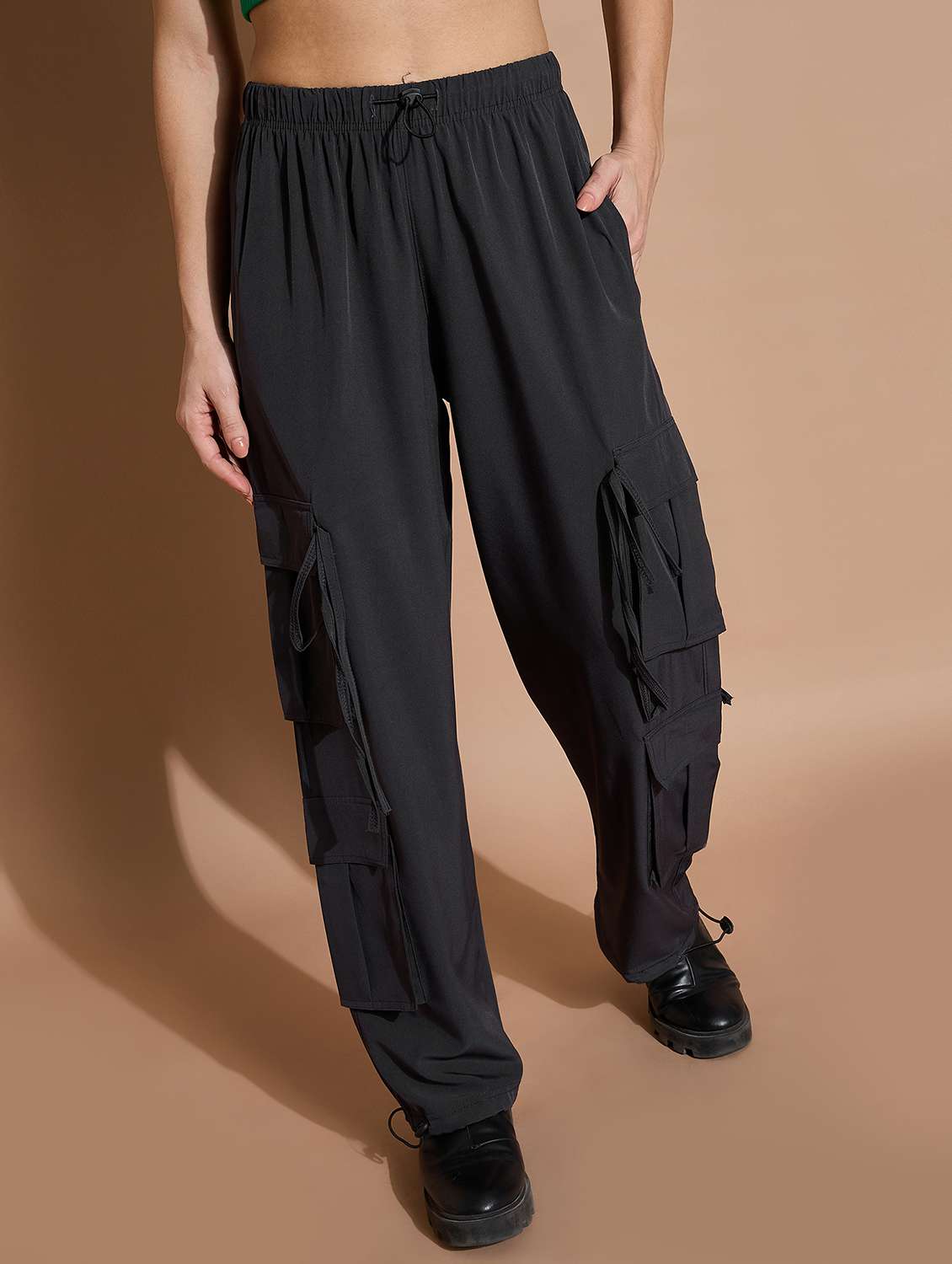 women color block mid rise track pant