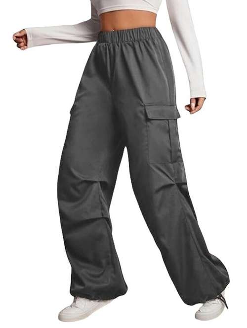 women solid mid rise parachute pants - 21739329 -  Standard Image - 0