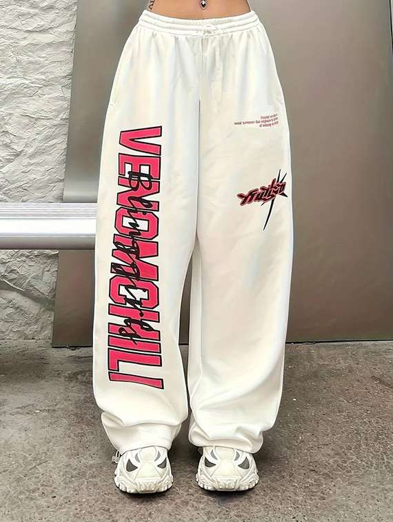 women printed mid rise track pant