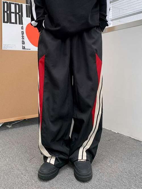 men color block mid rise track pant - 21739495 -  Standard Image - 0