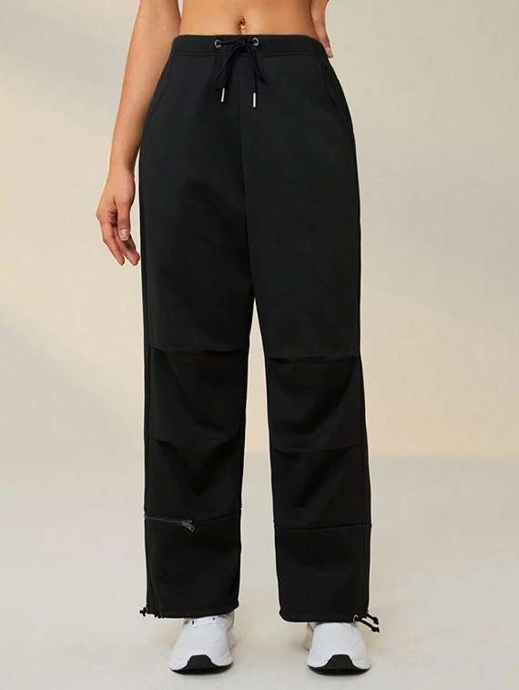 women solid mid rise track pant