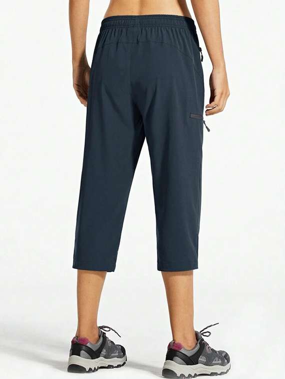 women solid mid rise cropped track pant - 21739507 - Standard Image - 2