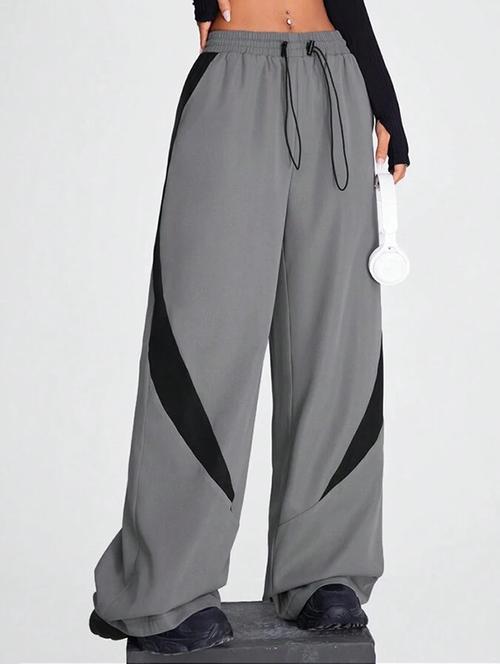 women color block mid rise track pant - 21739514 - Standard Image - 0