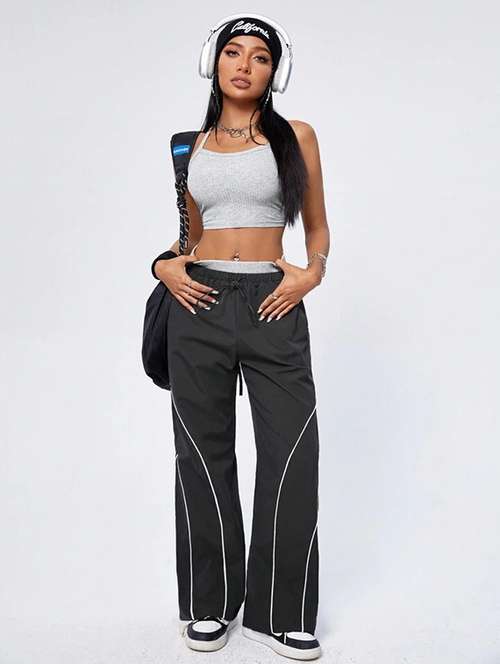 women solid mid rise track pant - 21739546 -  Standard Image - 0