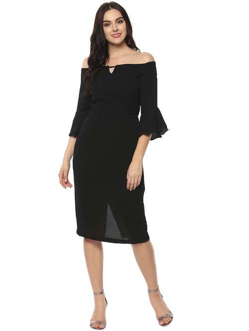women solid bell sleeves bodycon dress - 21739992 -  Standard Image - 0