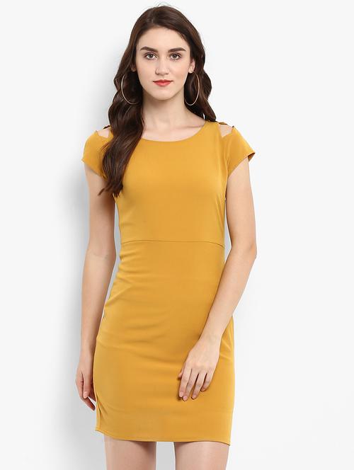 women solid round neck bodycon dress - 21740001 - Standard Image - 0