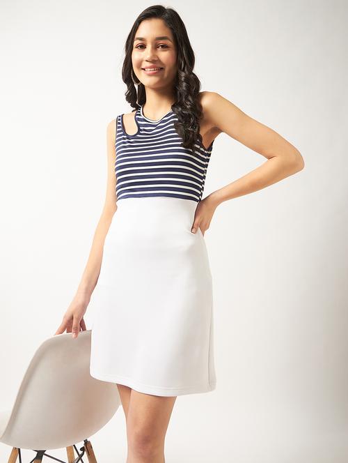 women stripes round neck sheath dress - 21740009 - Standard Image - 0