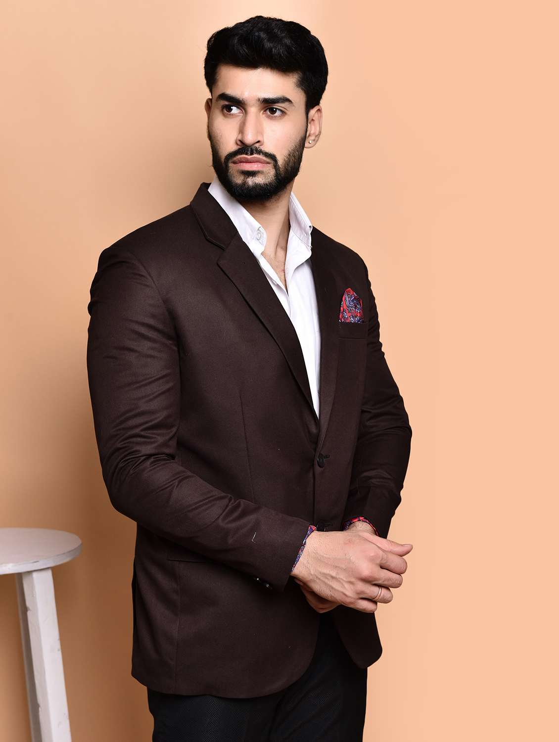 men solid single breasted long sleeve blazer - 21740115 - Standard Image - 2