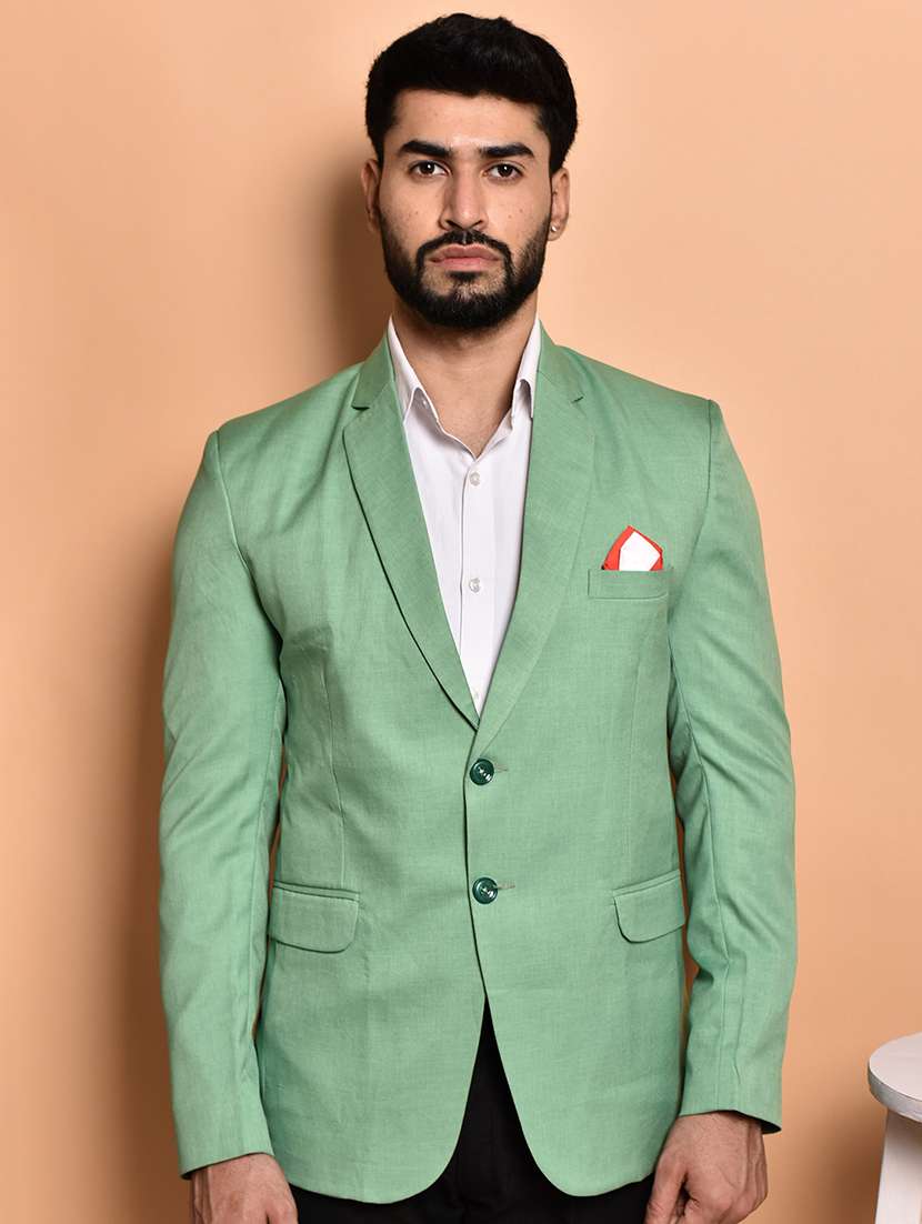 men solid single breasted long sleeve blazer