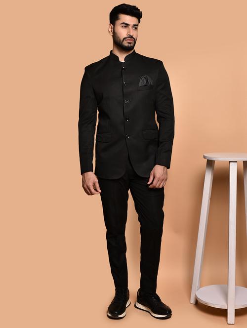 black cotton blend single breasted casual blazer - 21740179 -  Standard Image - 0