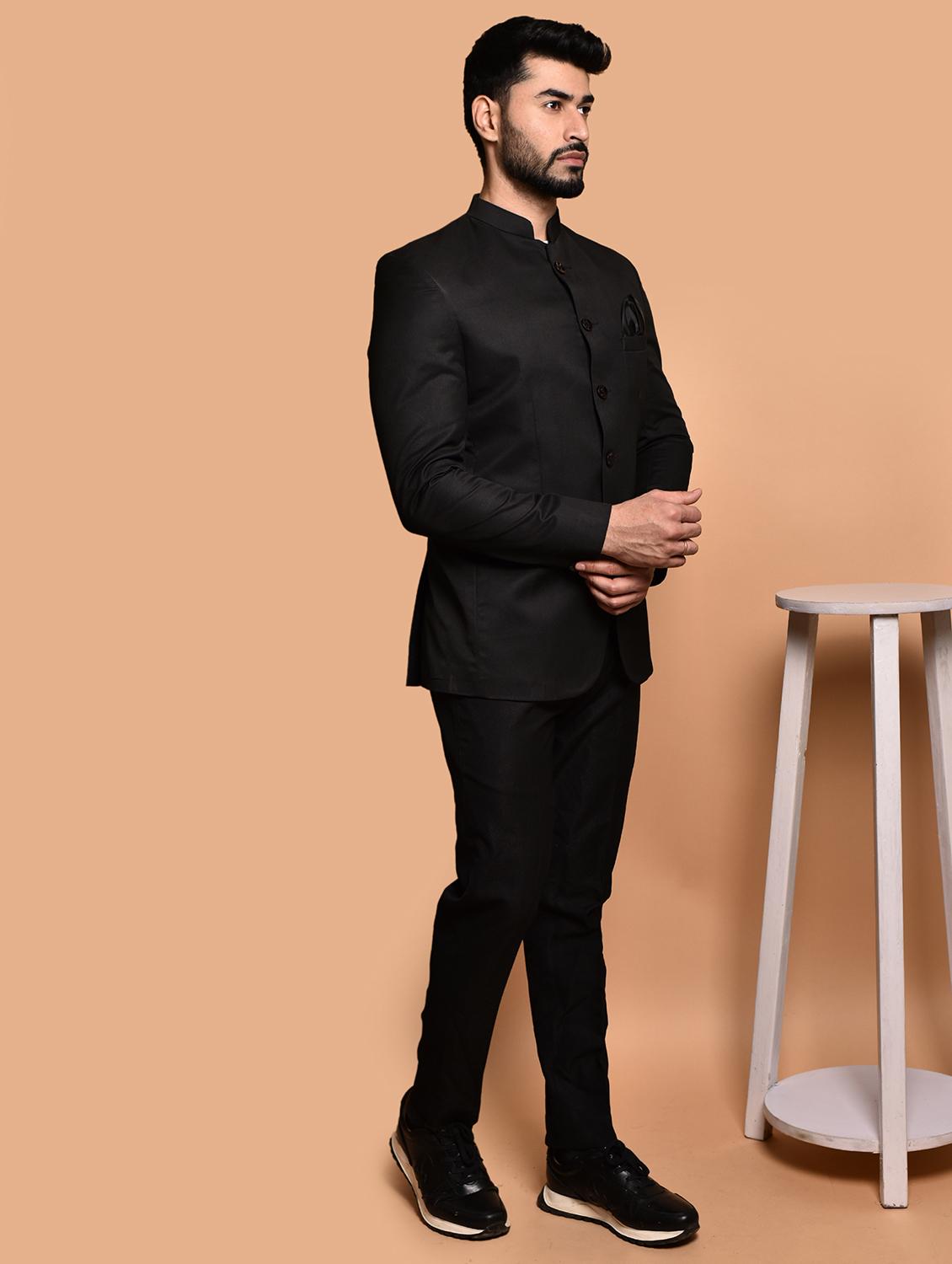 black cotton blend single breasted casual blazer - 21740179 - Standard Image - 2