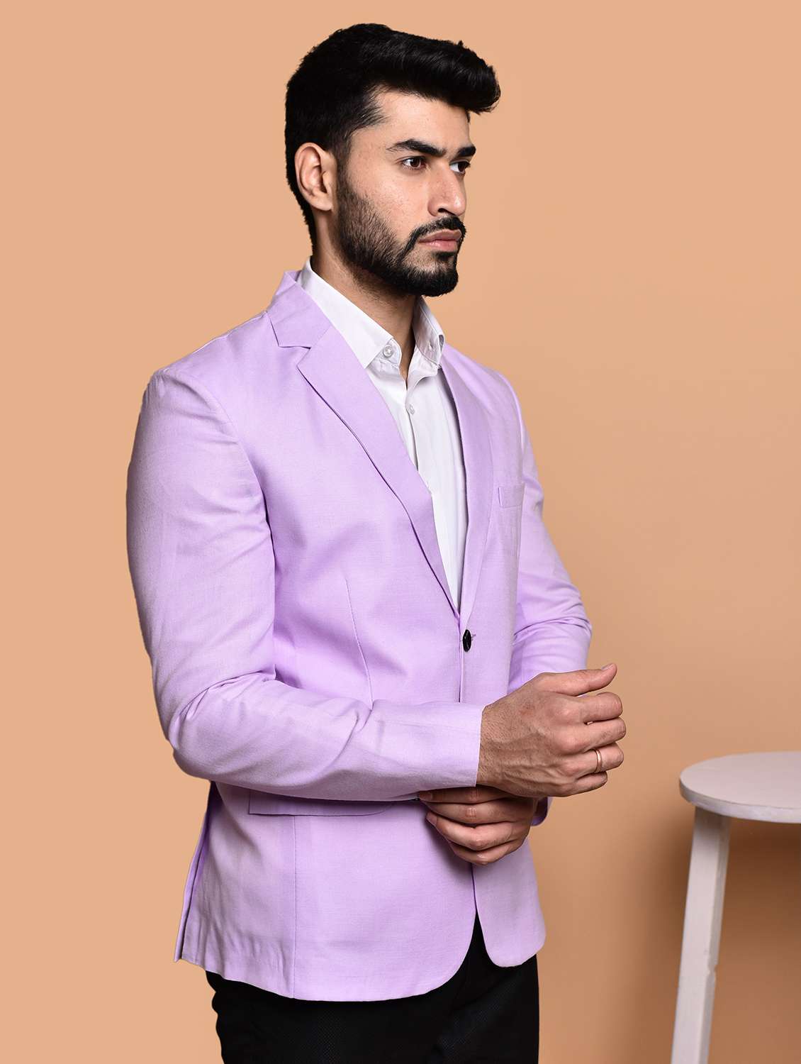 men solid single breasted long sleeve blazer - 21740194 -  Standard Image - 2