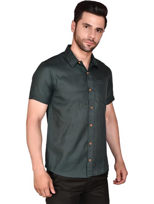 men solid short sleeve casual shirt - 21740201 -  Standard Image - 0