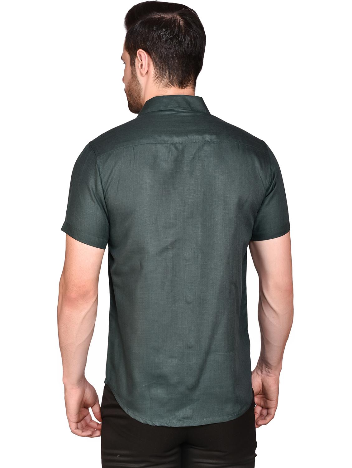 men solid short sleeve casual shirt - 21740201 - Standard Image - 2