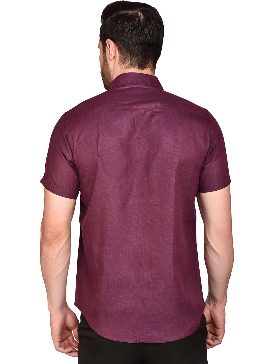 men solid short sleeve casual shirt - 21740204 -  Standard Image - 2