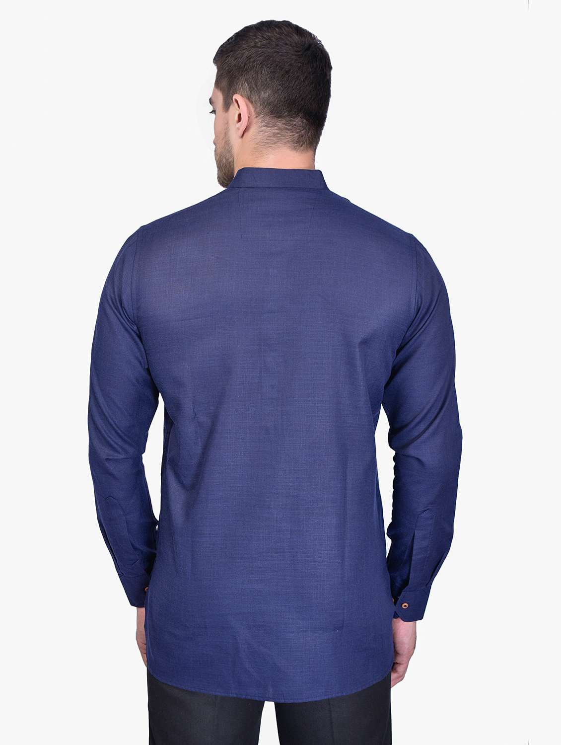 men solid long sleeve short kurta - 21740221 - Standard Image - 2