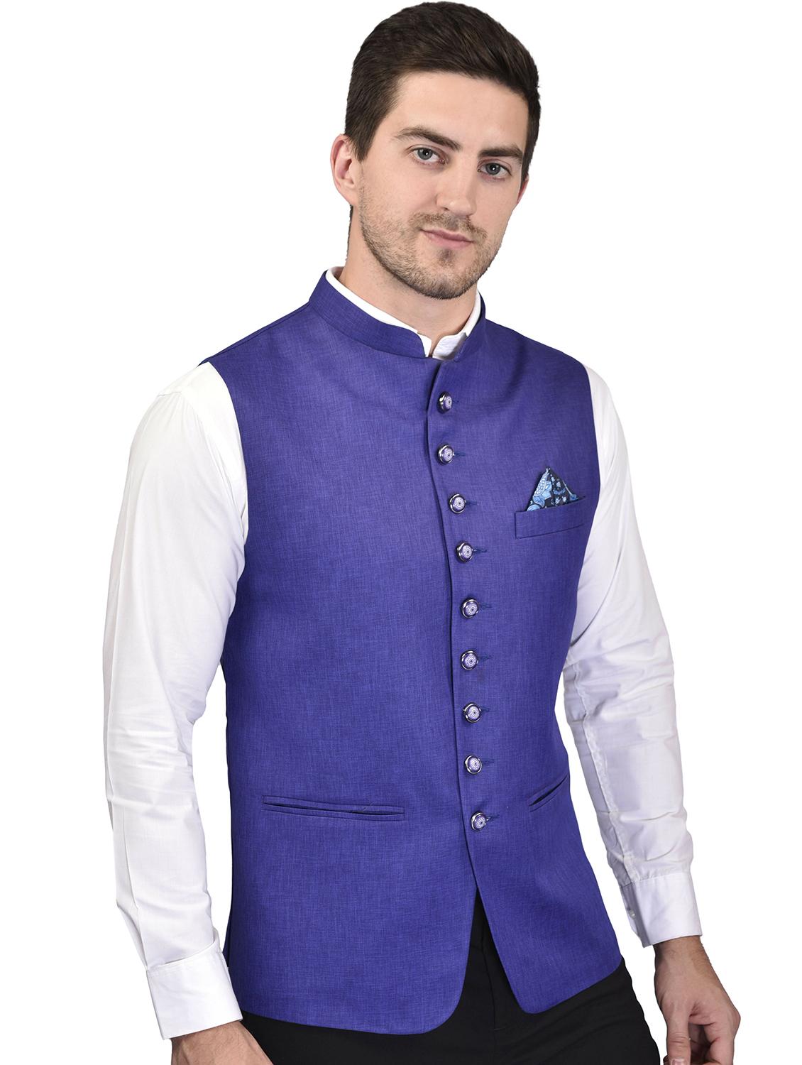 men solid sleeveless nehru jacket - 21740226 - Standard Image - 2