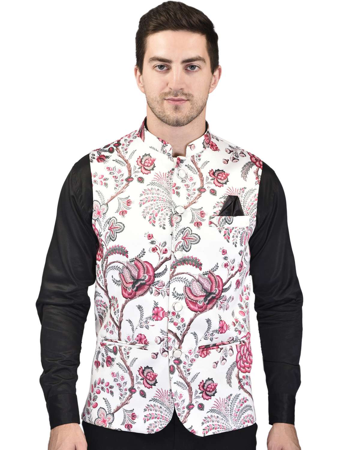 men printed sleeveless nehru jacket - 21740233 -  Zoom Image - 0