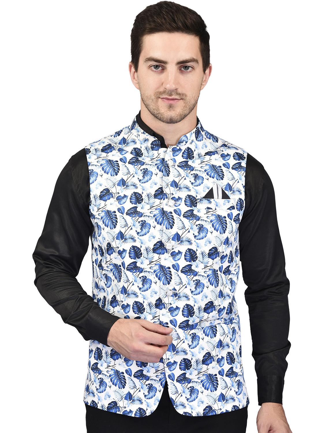 men printed sleeveless nehru jacket - 21740235 - Zoom Image - 0