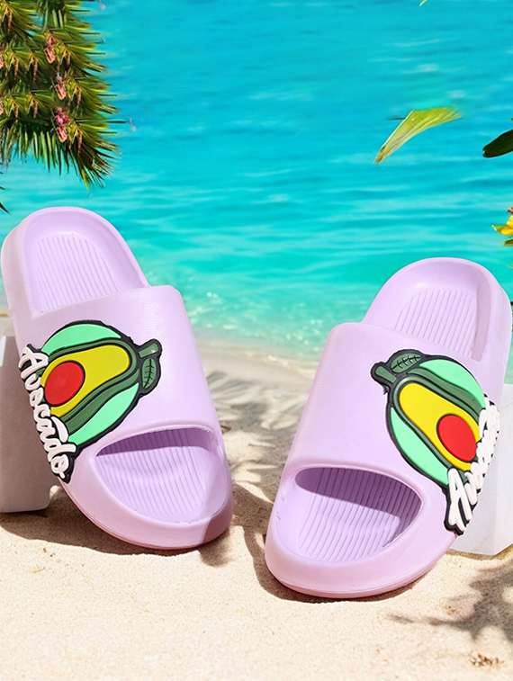women printed slide flip flops