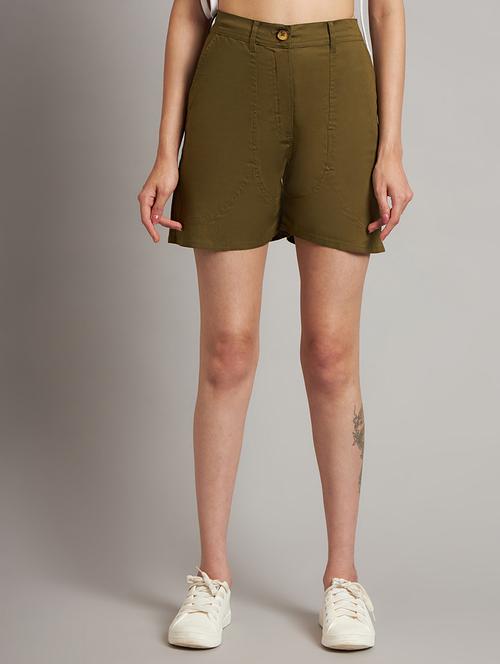 women solid high rise tailored shorts - 21740391 - Standard Image - 0