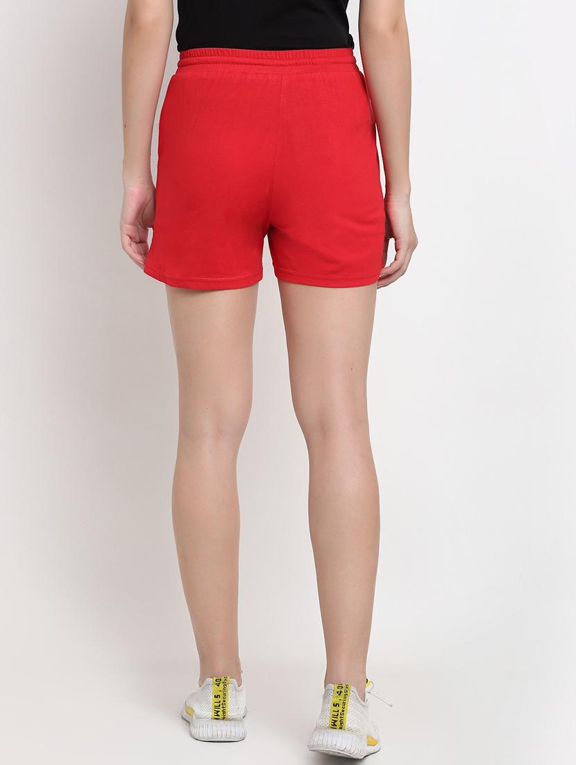 women solid high rise regular shorts - 21740403 - Standard Image - 2