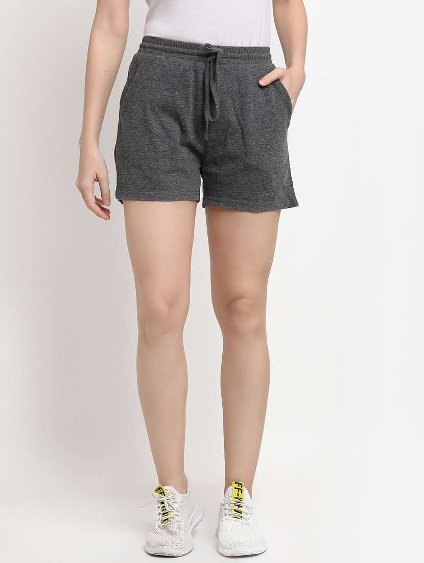 women solid high rise regular shorts