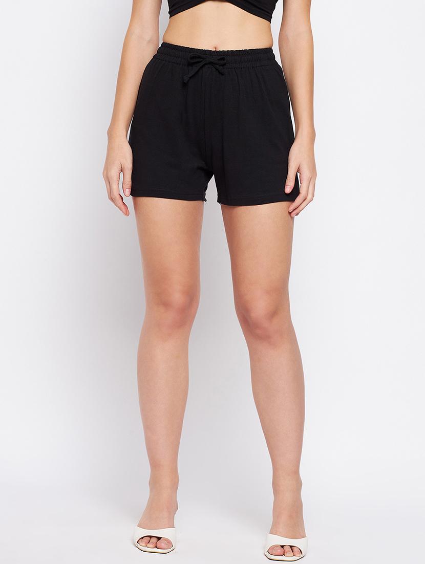 women solid high rise regular shorts - 21740412 -  Zoom Image - 0