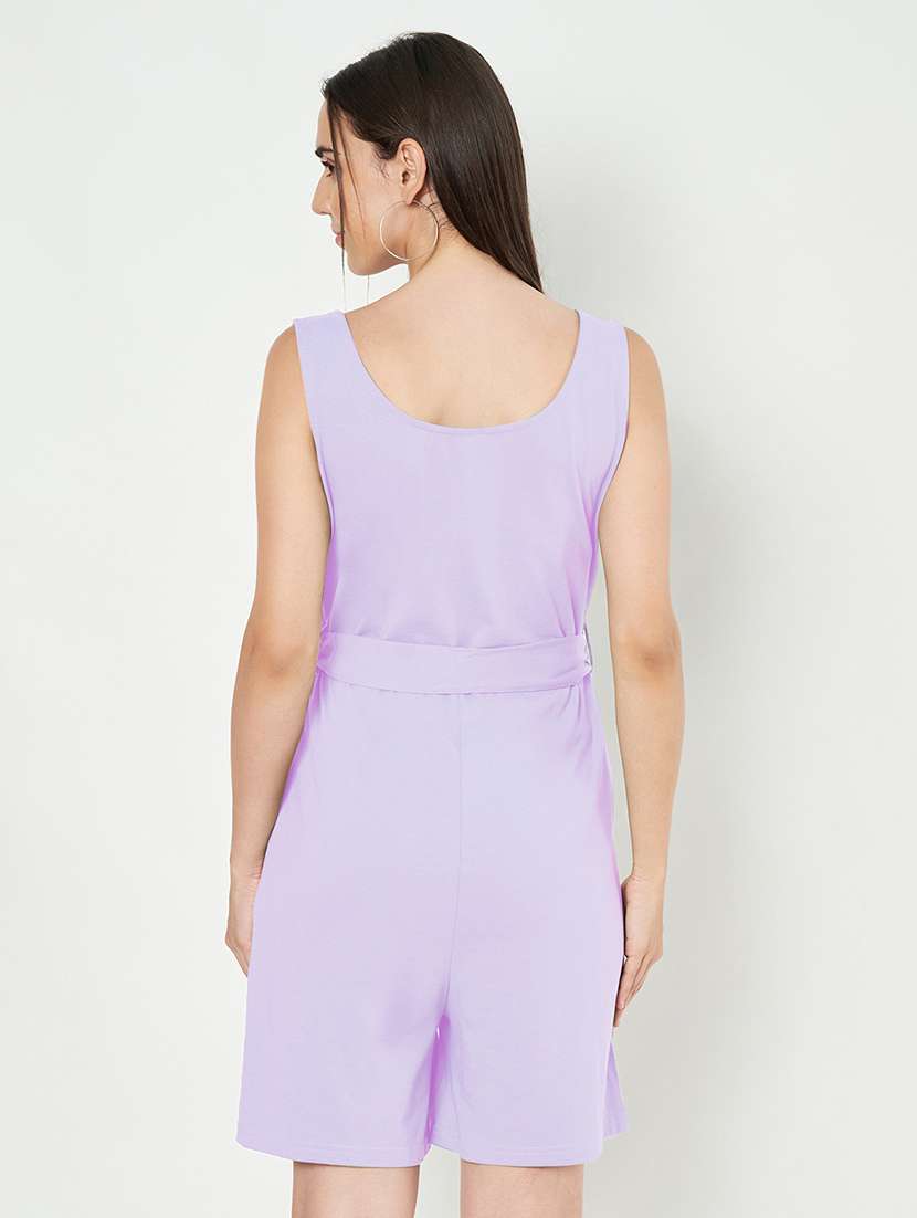 women solid sleeveless romper - 21740465 - Standard Image - 2