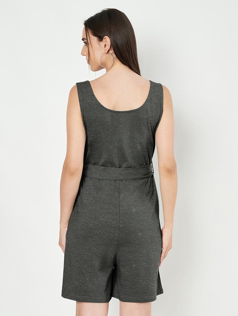 women solid sleeveless romper - 21740467 - Standard Image - 2