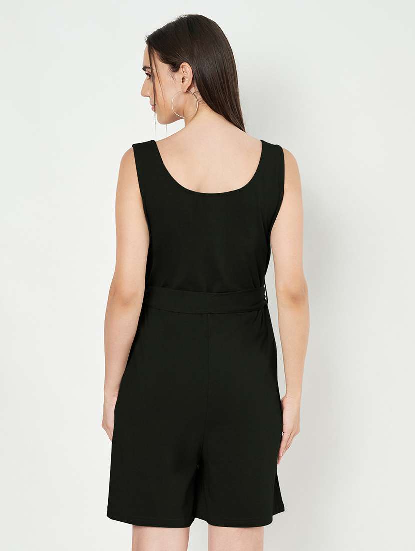 women solid sleeveless romper - 21740468 - Standard Image - 2