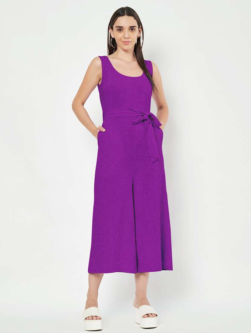 women solid sleeveless full length jumpsuit