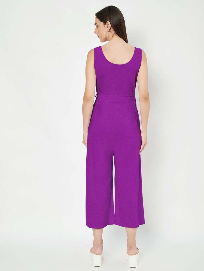 women solid sleeveless full length jumpsuit - 21740485 - Standard Image - 2