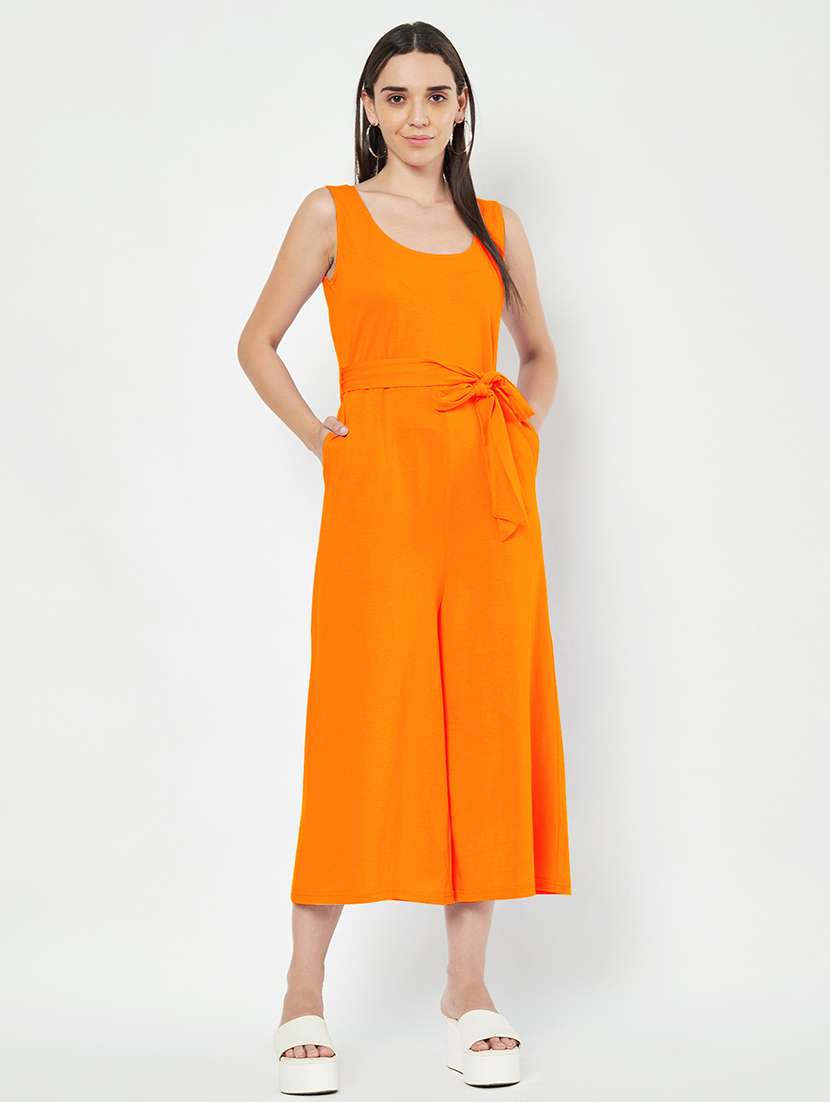 women solid sleeveless full length jumpsuit