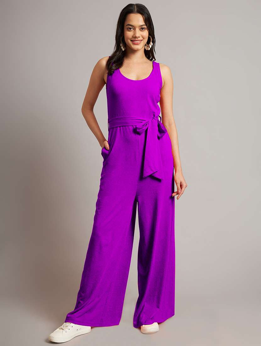 women solid sleeveless full length jumpsuit