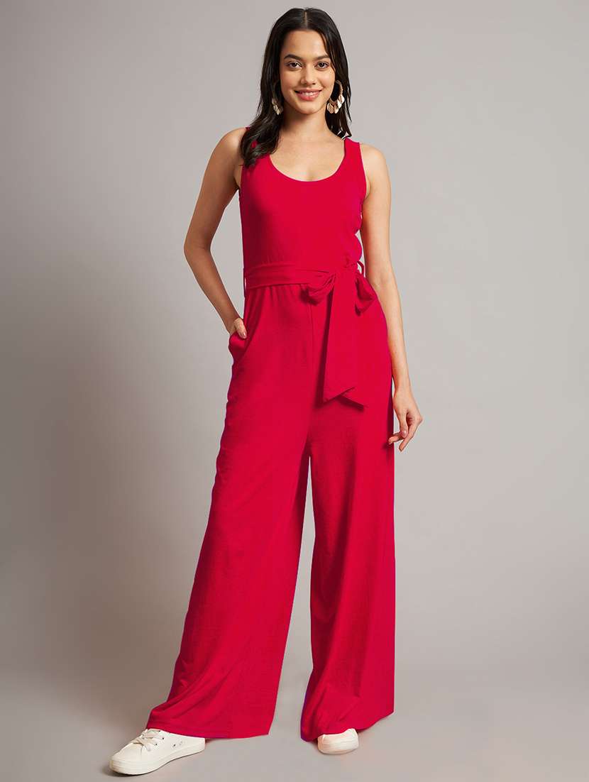 women solid sleeveless full length jumpsuit