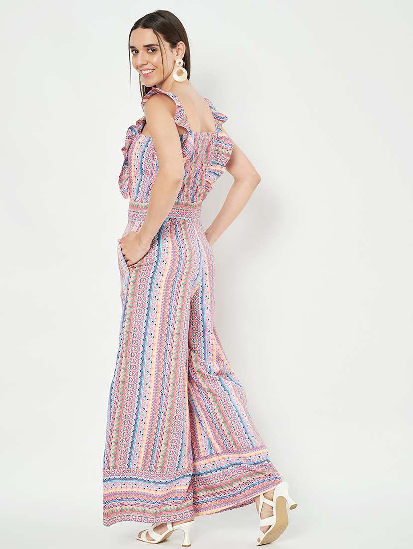 women printed ruffled detailed sleeveless jumpsuit - 21740511 -  Standard Image - 2