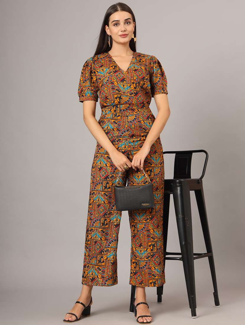 women printed puff sleeves jumpsuit - 21740518 -  Standard Image - 2