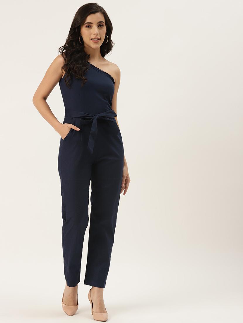 women solid single shoulder jumpsuit - 21740522 - Zoom Image - 0