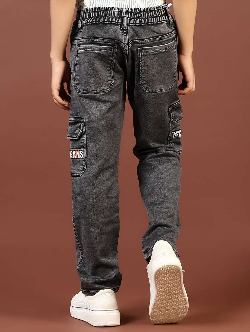 boys grey solid mid rise cargo - 21740601 -  Standard Image - 2