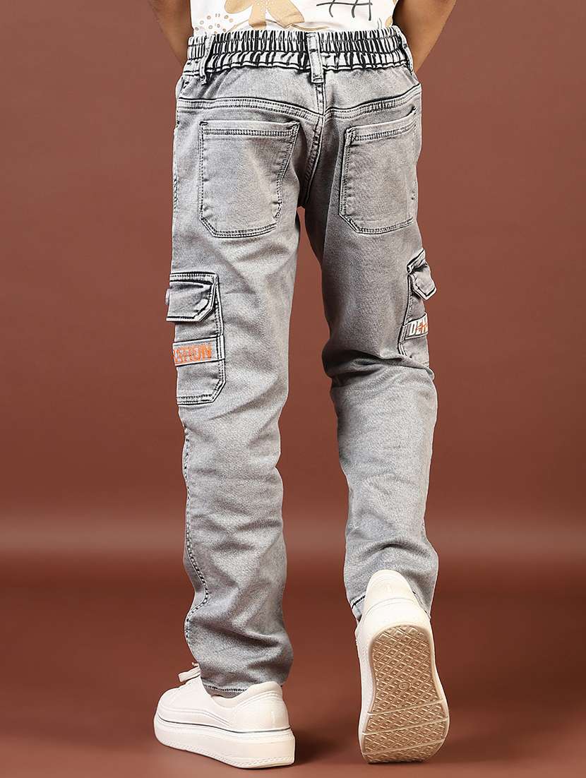 boys grey solid mid rise cargo - 21740603 - Standard Image - 2