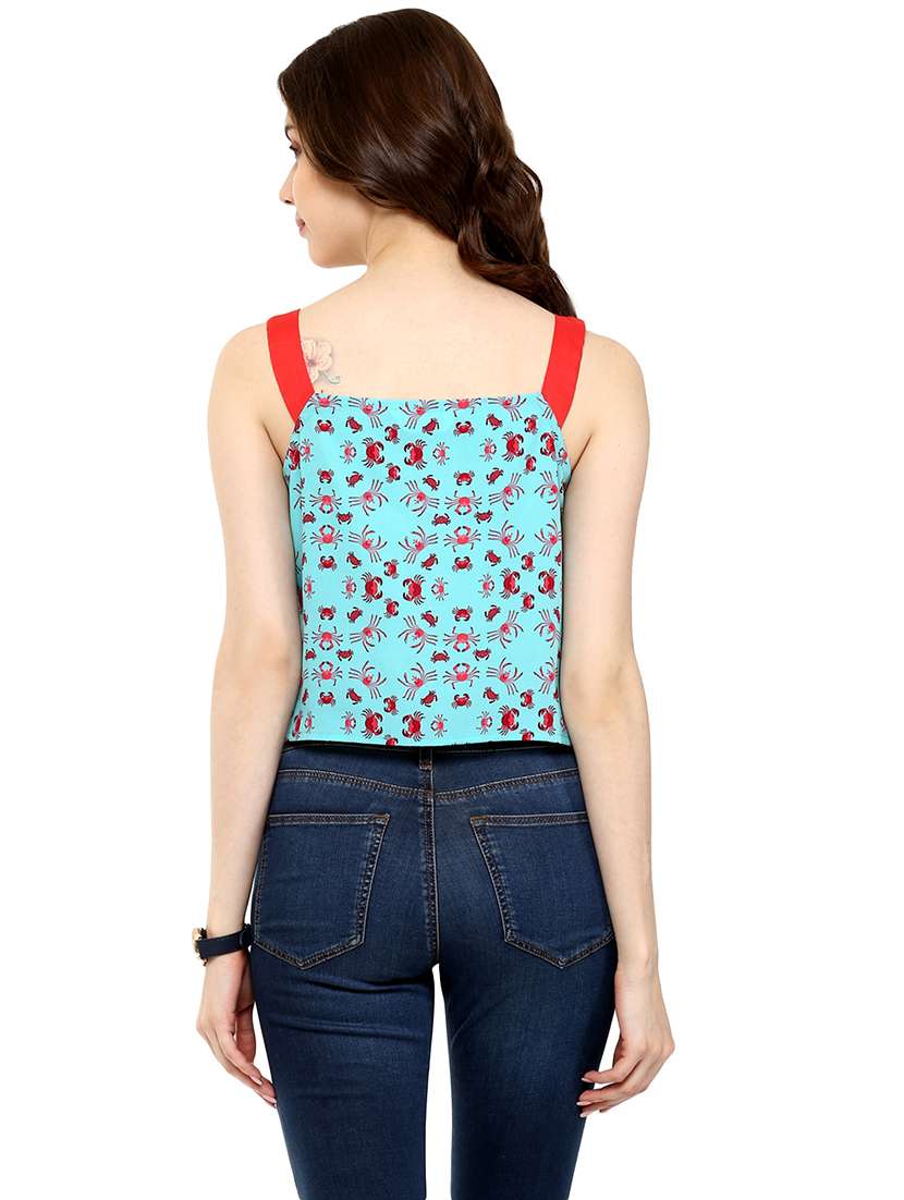 women printed sleeveless crop top - 21740724 -  Standard Image - 2