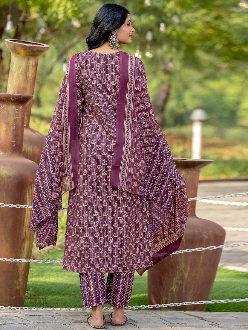 set of 2 printed kurta pant with dupatta set - 21740778 - Standard Image - 2