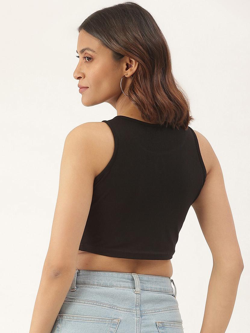 women solid sleeveless crop tank top - 21740802 - Standard Image - 2