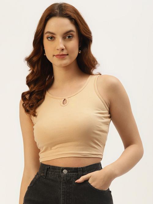women solid sleeveless crop tank top - 21740803 -  Standard Image - 0