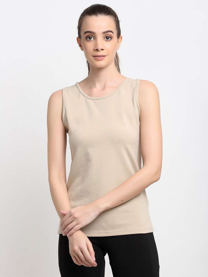 women solid sleeveless tank top 