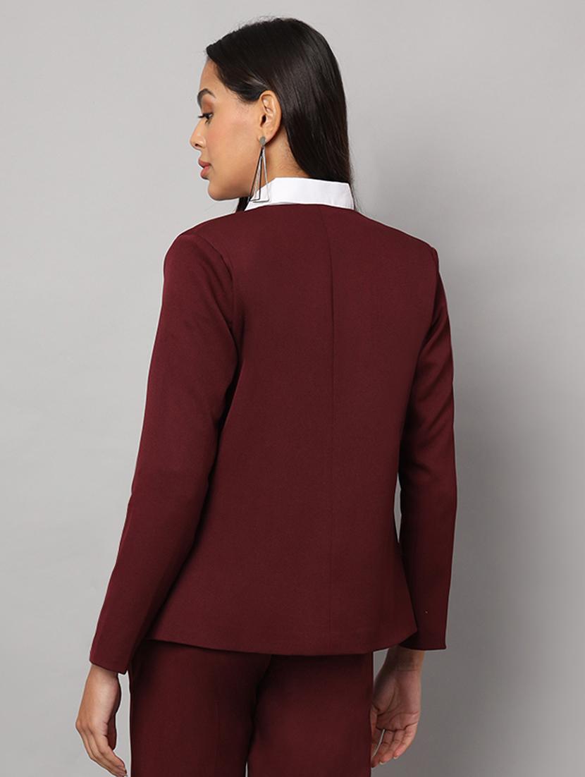 women solid long sleeves formal blazer - 21740826 - Standard Image - 2